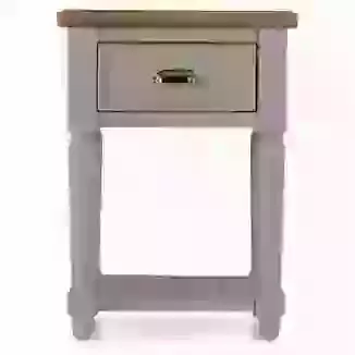 Lamp Table Grey Painted Finish with Parquet Oak Top and Storage Shelf